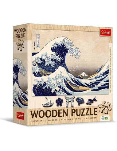 200 Wooden Puzzle : La Grande Vague de Kanagawa Hokusai - Jeux de société - Logique - cover - couverture - boîte