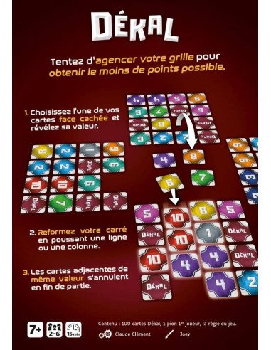 Dekal - Jeux de société - Stratégie -è Cartes - Dos de la boite