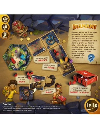 Diamant - Jeux de société - Stop ou encore - risque - expédition - dos de la boite - Matériel